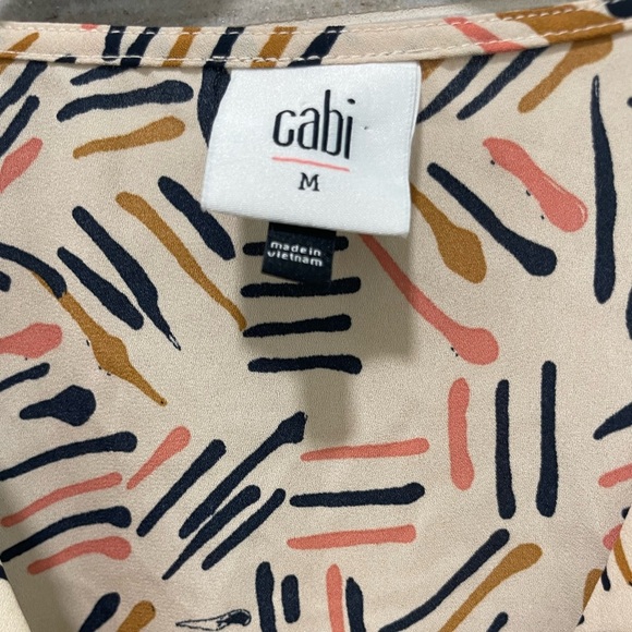 Cabi Top Womens Size M Marni Blouse Abstract Chiffon V-Neck Long Sleeve 4162 - Picture 9 of 14
